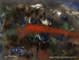 Landschap: een landweg en wilde bloemen Landschap: een landweg en wilde bloemen