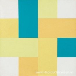 Vier in elkaar grijpende kleurgroepen met blauwgroene accenten Vier in elkaar grijpende kleurgroepen met blauwgroene accenten