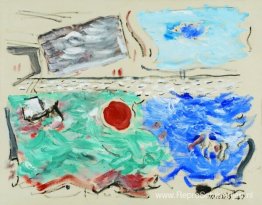 Beweging: Zee, Ultramarijn en Groen; Hemel, Cerulean en grijs Beweging: Zee, Ultramarijn en Groen; Hemel, Cerulean en grijs