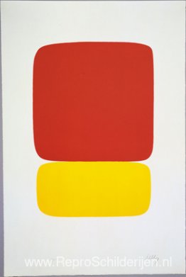 Rood boven geel uit de reeks zevenentwintig kleurenlitho's Rood boven geel uit de reeks zevenentwintig kleurenlitho's