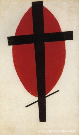 Zwart kruis op een rood ovaal Zwart kruis op een rood ovaal