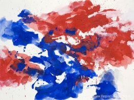 Rood & Blauw' - abstract aquarel op papier - nr. G622 Rood & Blauw' - abstract aquarel op papier - nr. G622