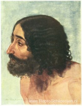 Hoofd van een man. Studie van de verlamde figuur voor het schild Hoofd van een man. Studie van de verlamde figuur voor het schild