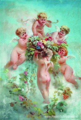 Cupido's met bloemen Cupido's met bloemen
