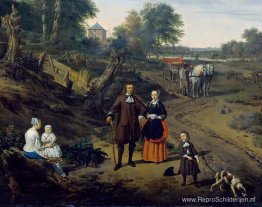 Portret van een echtpaar met twee kinderen en een kindermeisje i Portret van een echtpaar met twee kinderen en een kindermeisje i