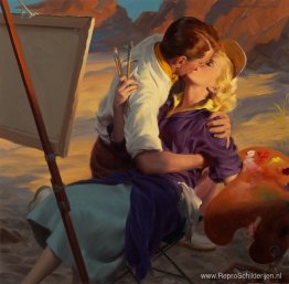 Een kus van Johnny, illustratie van McCall's Magazine Een kus van Johnny, illustratie van McCall's Magazine