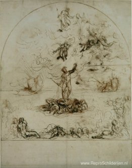 Neptunus verspreidt de wolken en kalmeert de getijden Neptunus verspreidt de wolken en kalmeert de getijden