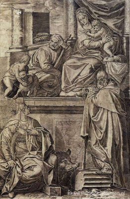 De Heilige Familie met Sts. Anthony Abt, Catherine en het kind S De Heilige Familie met Sts. Anthony Abt, Catherine en het kind S