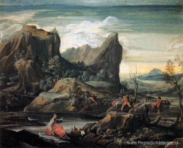Landschap met zwemmers Landschap met zwemmers
