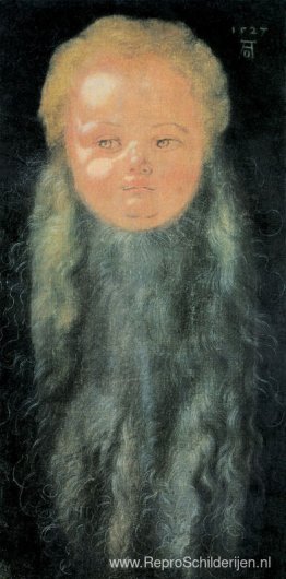 Portret van een jongen met een lange baard Portret van een jongen met een lange baard