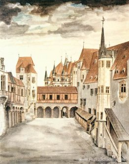 Binnenplaats van het voormalige kasteel in Innsbruck met wolken Binnenplaats van het voormalige kasteel in Innsbruck met wolken