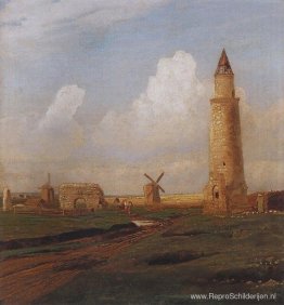 Dorps Bulgaren. Kleine minaret en de ruïnes van het Witte Huis Dorps Bulgaren. Kleine minaret en de ruïnes van het Witte Huis