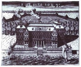 Uitzicht op het paleis van A. Menshikov op het eiland Vasilievsk Uitzicht op het paleis van A. Menshikov op het eiland Vasilievsk