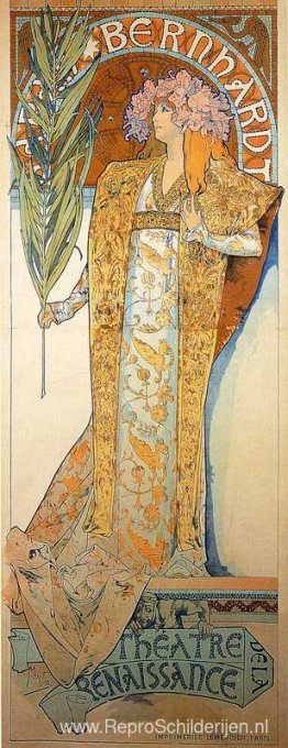 Affiche voor Gismonda van Victorien Sardou met Sarah Bernhardt i Affiche voor Gismonda van Victorien Sardou met Sarah Bernhardt i