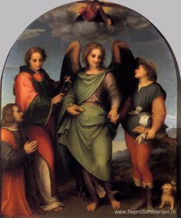 Aartsengel Raphael met Tobias, St. Lawrence en de donor Leonardo Aartsengel Raphael met Tobias, St. Lawrence en de donor Leonardo