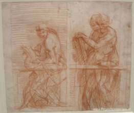 Studie van de figuren achter een balustrade Studie van de figuren achter een balustrade