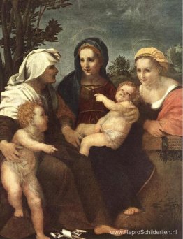 Madonna en Kind met Sts Catherine, Elisabeth en Johannes de Dope Madonna en Kind met Sts Catherine, Elisabeth en Johannes de Dope