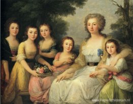 Portret van gravin AS Protasova met haar nichtjes Portret van gravin AS Protasova met haar nichtjes