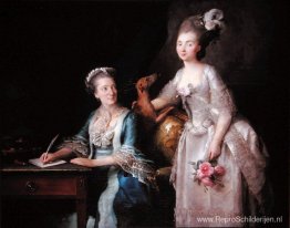 Portret van een oudere dame met haar dochter Portret van een oudere dame met haar dochter