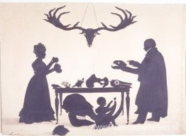 William Buckland en zijn vrouw en zoon Frank, onderzoeken de nat William Buckland en zijn vrouw en zoon Frank, onderzoeken de nat