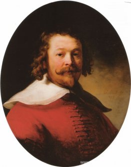 Portret van een bebaarde man, bustelengte, in een rood wambuis Portret van een bebaarde man, bustelengte, in een rood wambuis
