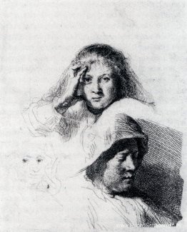 Schetsblad met een portret van Saskia Schetsblad met een portret van Saskia