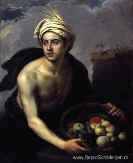 Een jonge man met een fruitmand Een jonge man met een fruitmand