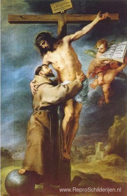 Sint Franciscus van Assisi omhelst de gekruisigde Christus Sint Franciscus van Assisi omhelst de gekruisigde Christus