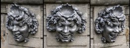 Drie weergaven van een masker Drie weergaven van een masker