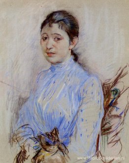 Jonge vrouw in een blauwe blouse Jonge vrouw in een blauwe blouse
