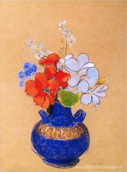 Bloemen in een blauwe vaas Bloemen in een blauwe vaas