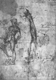 Studie voor een arm van de marmeren David en de figuur van de br