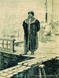 Sadko, een rijke gast van Novgorod. Illustratie voor het boek "R