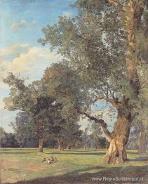Bomen in het Prater met zittende figuren