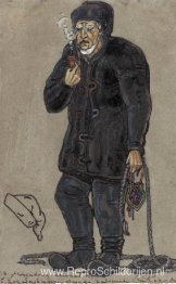 Kostuumontwerp van een scheepsbouwer voor "Peer Gynt"