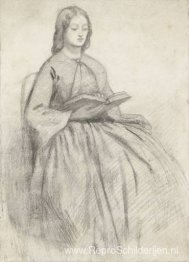 Elizabeth Siddall in een stoel