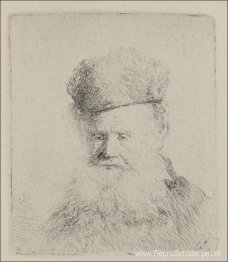 Een man met een grote baard en een lage bontmuts