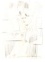 Drie vrouwen in een café