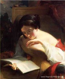 Portret van een lezend meisje