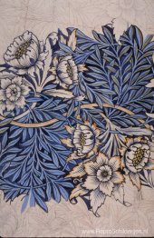 Ontwerp voor Tulp en Wilg met indigo-ontlading houtblokken bedru