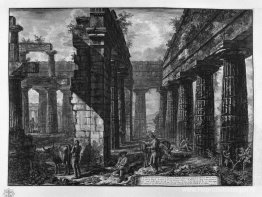Interieur van pronaos van de tempel zelf, dat naar de grond kijk