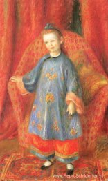 Lenna, de dochter van de kunstenaar, in een Chinees kostuum