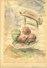 Stilleven met fruit en stoel