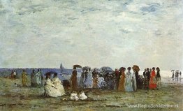 Zwemmers op het strand van Trouville