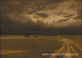 Vissers die de storm ontvluchten