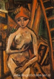 Naakt met rode tulband