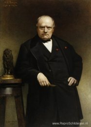 Portret van Antoine-Louis Barye met een wasmodel van een zittend