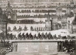 De ceremoniële intocht van de Russische troepen in Moskou op 21