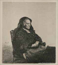 Rembrandts moeder, zittend, naar rechts kijkend
