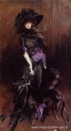 Portret van de Marchesa Luisa Casati met een windhond
